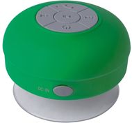 Audio Rariax splashproof bluetooth speaker, valkoinen, vihreä liikelahja logopainatuksella