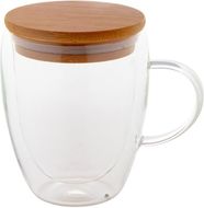 Eristetty muki Grobina glass thermo mug, luonnollinen, läpinäkyvä liikelahja logopainatuksella