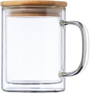Eristetty muki Laik glass thermo mug, läpinäkyvä liikelahja logopainatuksella