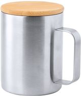 Eristetty muki Ricaly stainless steel mug, luonnollinen, hopea liikelahja logopainatuksella