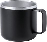 Eristetty muki Shirley stainless steel mug, musta liikelahja logopainatuksella