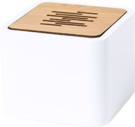 High-tech Pixie PLA bluetooth speaker, valkoinen, luonnollinen liikelahja logopainatuksella