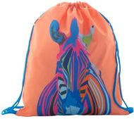 Kiristysnauha reppu CreaDraw Kids RPET custom drawstring bag for kids, valkoinen, sininen liikelahja logopainatuksella