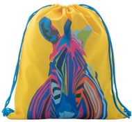 Kiristysnauha reppu CreaDraw Kids custom drawstring bag for kids, valkoinen, sininen liikelahja logopainatuksella