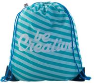 Kiristysnauha reppu CreaDraw Plus RPET custom drawstring bag, valkoinen, sininen liikelahja logopainatuksella