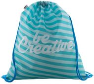 Kiristysnauha reppu CreaDraw RPET custom drawstring bag, valkoinen, sininen liikelahja logopainatuksella