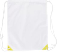 Kiristysnauha reppu Nofler drawstring bag, valkoinen, keltainen liikelahja logopainatuksella
