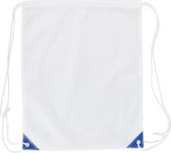 Kiristysnauha reppu Nofler drawstring bag, valkoinen, sininen liikelahja logopainatuksella