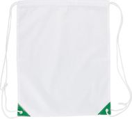 Kiristysnauha reppu Nofler drawstring bag, valkoinen, vihreä liikelahja logopainatuksella