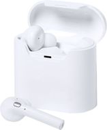 Korvakuulokkeet Aniken bluetooth earphones, valkoinen liikelahja logopainatuksella