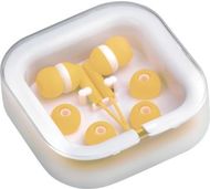Korvakuulokkeet Cort earphones, valkoinen, keltainen liikelahja logopainatuksella