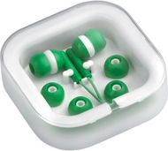 Korvakuulokkeet Cort earphones, valkoinen, vihreä liikelahja logopainatuksella