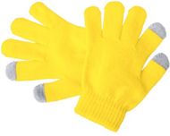 Kosketusnäytön käsine Pigun touch screen gloves for kids, harmaa, keltainen liikelahja logopainatuksella
