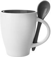 Kuppi Spoon mug, valkoinen, musta liikelahja logopainatuksella