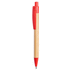 Kuulakynä Heloix bamboo ballpoint pen, luonnollinen, punainen liikelahja logopainatuksella