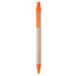 Kuulakynä Tori ballpoint pen, luonnollinen, oranssi liikelahja logopainatuksella
