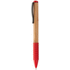 Kuulakynä Bripp bamboo ballpoint pen, luonnollinen, punainen liikelahja logopainatuksella