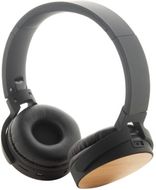 Kuulokkeet Bloofi bluetooth headphones, luonnollinen, musta liikelahja logopainatuksella
