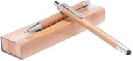 Kynäkotelo Heleon bamboo pen set, luonnollinen liikelahja logopainatuksella