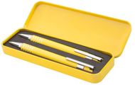 Kynäkotelo Sheridan pen and pencil set, keltainen liikelahja logopainatuksella