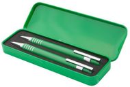 Kynäkotelo Sheridan pen and pencil set, vihreä liikelahja logopainatuksella