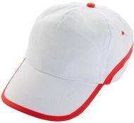 Lippalakki Line baseball cap, valkoinen, punainen liikelahja logopainatuksella