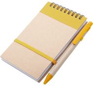 Muistilehtiö Ecocard notebook, luonnollinen, keltainen liikelahja logopainatuksella