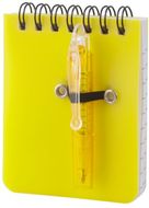 Muistilehtiö Duxo notebook, keltainen liikelahja logopainatuksella