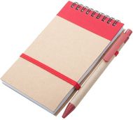 Muistilehtiö Ecocard notebook, luonnollinen, punainen liikelahja logopainatuksella