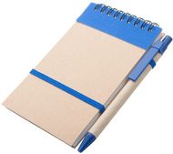 Muistilehtiö Ecocard notebook, luonnollinen, sininen liikelahja logopainatuksella
