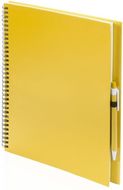 Muistilehtiö Tecnar notebook, keltainen liikelahja logopainatuksella