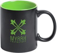 Muki Bafy mug, musta, vihreä liikelahja logopainatuksella
