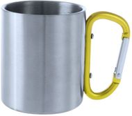 Muki Bastic metal mug, keltainen, hopea liikelahja logopainatuksella