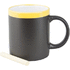 Muki Colorful chalk mug, keltainen, musta liikelahja logopainatuksella