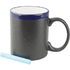Muki Colorful chalk mug, sininen, musta liikelahja logopainatuksella