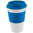 Muki Soft Touch mug with silicone, valkoinen, sininen liikelahja logopainatuksella