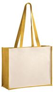 Ostoskassi Rotin shopping bag, keltainen liikelahja logopainatuksella