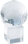 Paperipaino Satelite crystal globe, läpinäkyvä liikelahja logopainatuksella