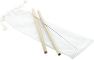 Pilli BooSip bamboo straw set, luonnollinen liikelahja logopainatuksella