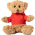 Plyysikangas Loony teddy bear, ruskea, punainen liikelahja logopainatuksella