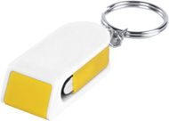 Puhelinteline Satari mobile holder keyring, valkoinen, keltainen liikelahja logopainatuksella