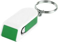 Puhelinteline Satari mobile holder keyring, valkoinen, vihreä liikelahja logopainatuksella