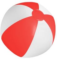 Rantapallo Playo beach ball (ø28 cm), valkoinen, punainen liikelahja logopainatuksella