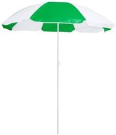 Rantavarjo Nukel beach umbrella, vihreä, valkoinen liikelahja logopainatuksella
