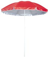 Rantavarjo Taner beach umbrella, valkoinen, punainen liikelahja logopainatuksella
