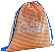 Selkäreppu CreaDraw custom drawstring bag, valkoinen, sininen liikelahja logopainatuksella
