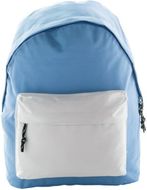 Selkäreppu Discovery backpack, valkoinen, vaaleansininen liikelahja logopainatuksella