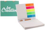 Siirrettävä kirjanmerkki CreaStick Combo Plus custom sticky notepad, valkoinen liikelahja logopainatuksella