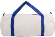 Urheilukassi Simaro sports bag, luonnollinen, sininen liikelahja logopainatuksella