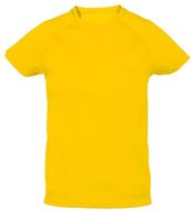 Urheilupaita Tecnic Plus K kids sport T-shirt, keltainen liikelahja logopainatuksella